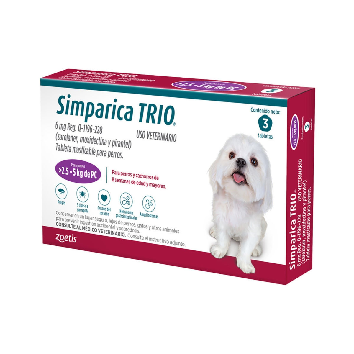 SIMPARICA TRIO 2.5 a 5 kg 3 tabs PERRO