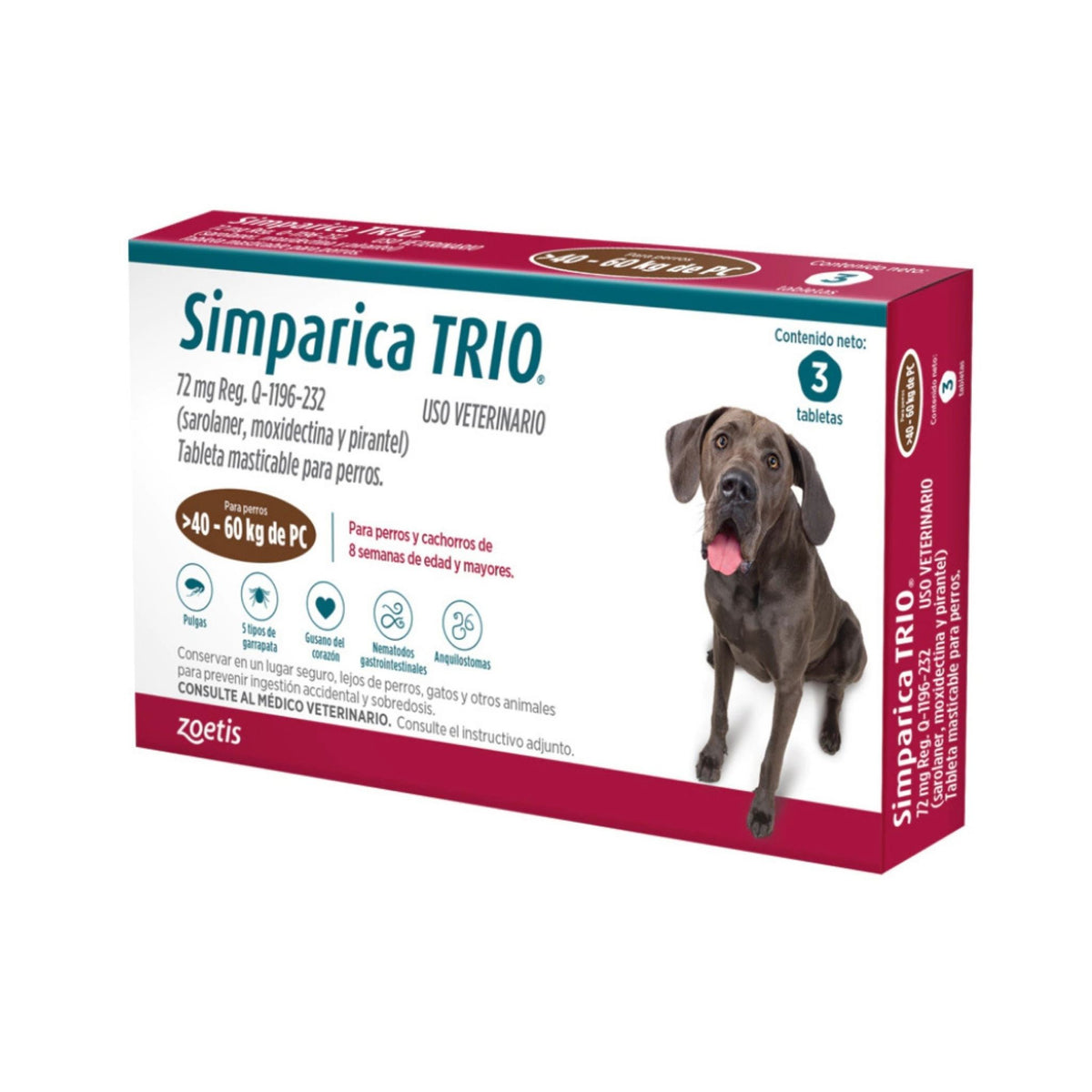 SIMPARICA TRIO 40.1 a 60 kg 3 tabs