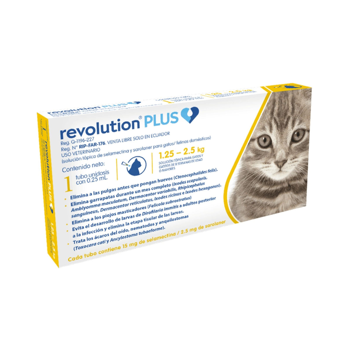 REVOLUTION PLUS 3 pipetas de 0.25 ml 1.25 a 2.5 kg GATO