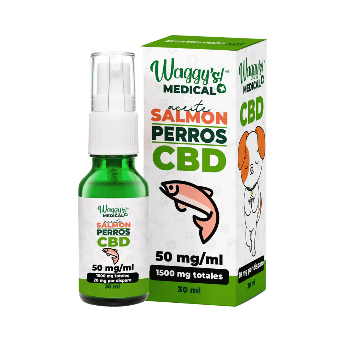 WAGGY´S ACEITE CBD SALMÓN 1500 mg 30 ml PERRO