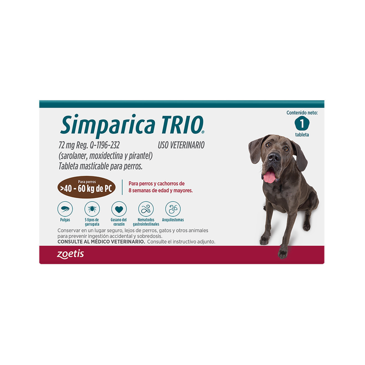 SIMPARICA TRIO 40.1 a 60 kg 1 Tab